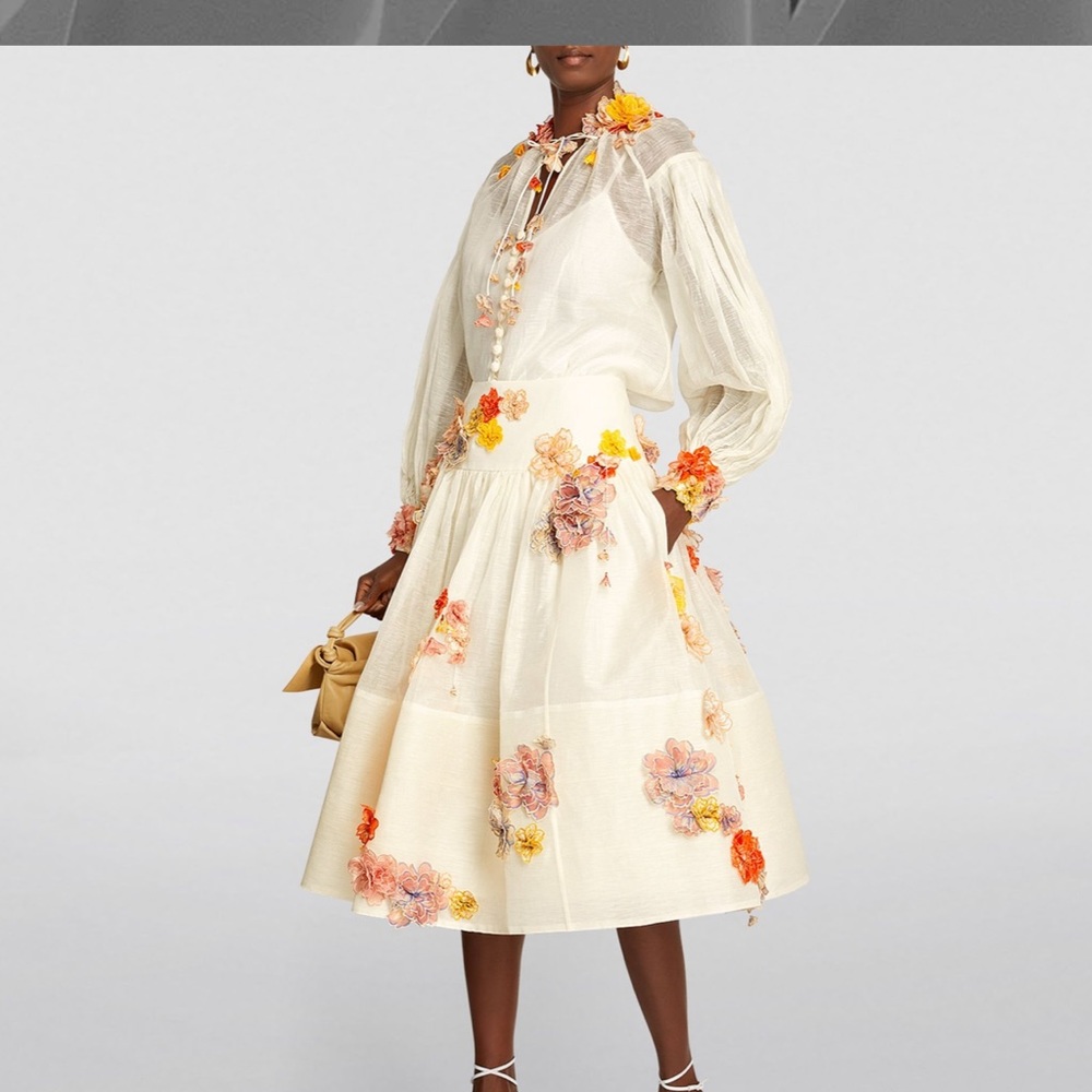 **SOLD**Zimmermann Linen-Silk Postcard Midi Skirt